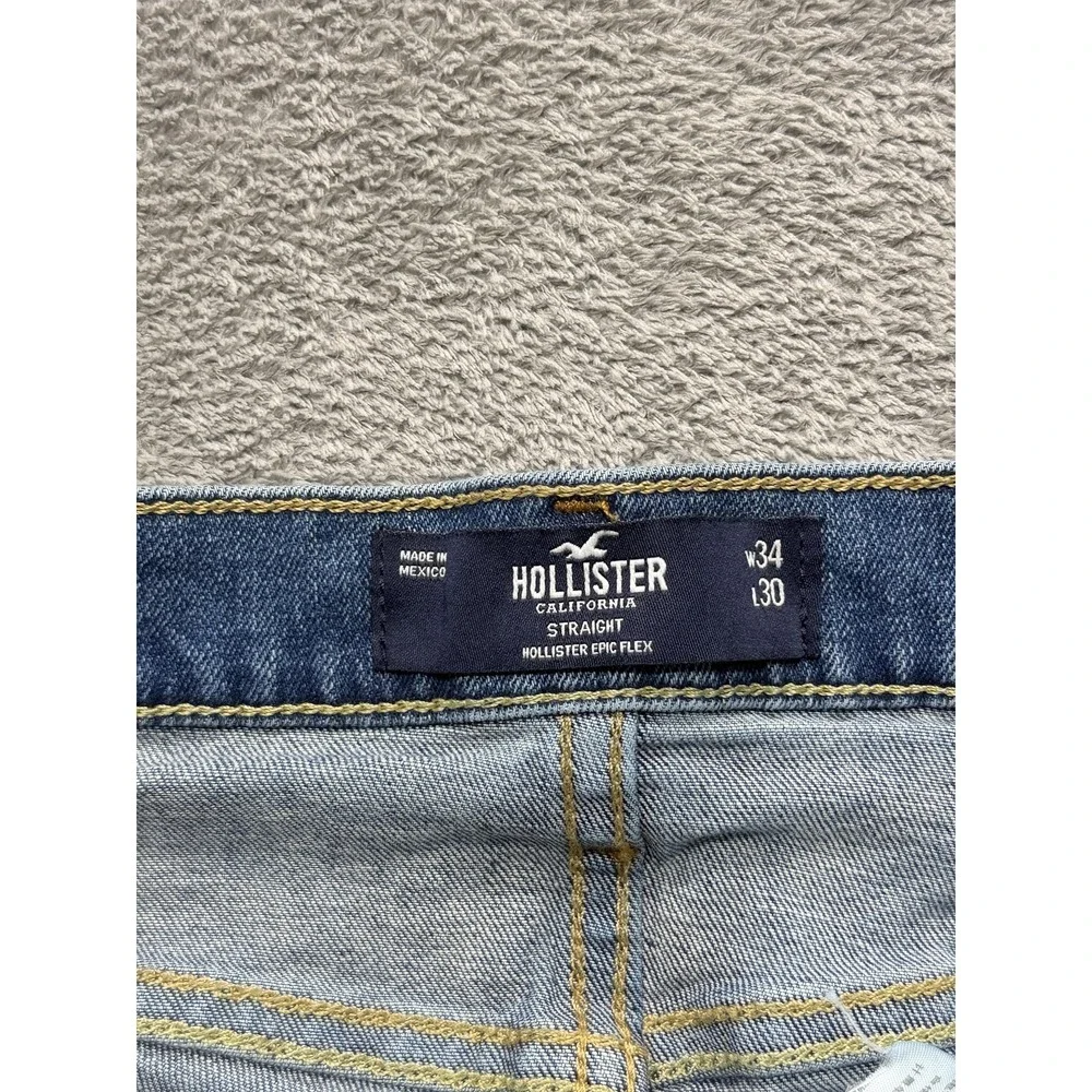 Hollister Jeans Mens Measured‎ 35x28 Blue Straight Epic Flex Denim Pants